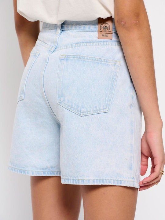 Funky Buddha FBL007-17003 Women's Jean High-waisted Shorts Light Blue