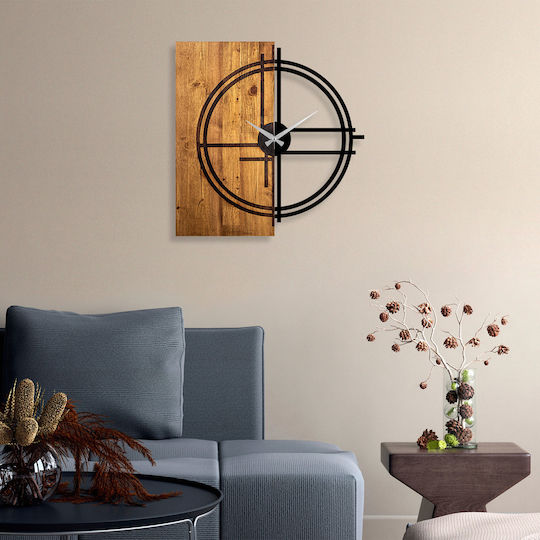 Wallity 3D Wall Clock Wooden Brown 58x56cm