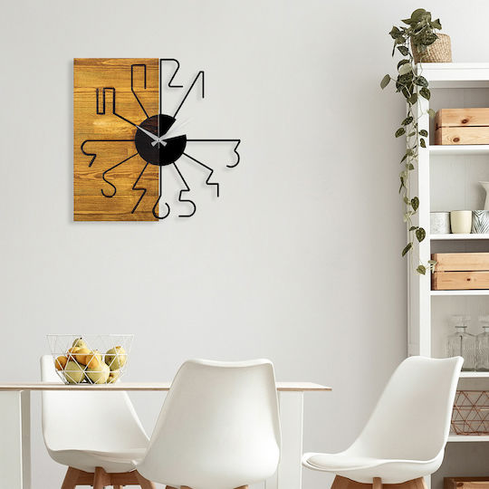 Wallity 3D Ρολόι Τοίχου Ξύλινο Καφέ Ø58cm