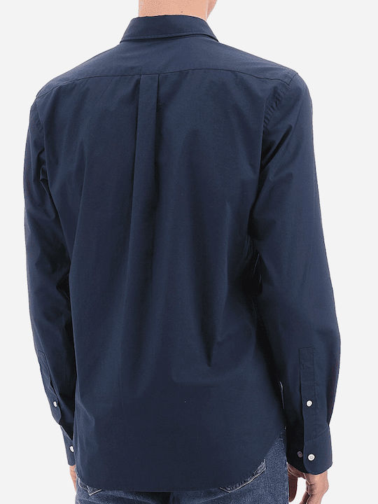 Long-sleeved Cotton Shirt Navy Blue