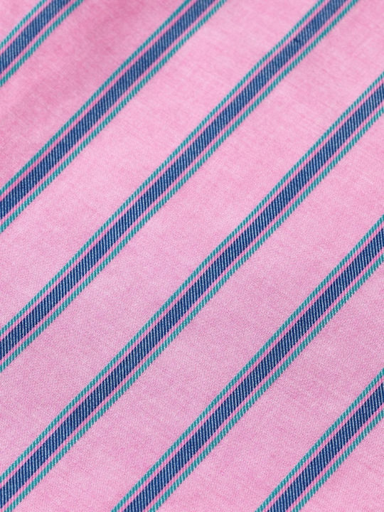 Long-sleeved Cotton Shirt Striped Pink