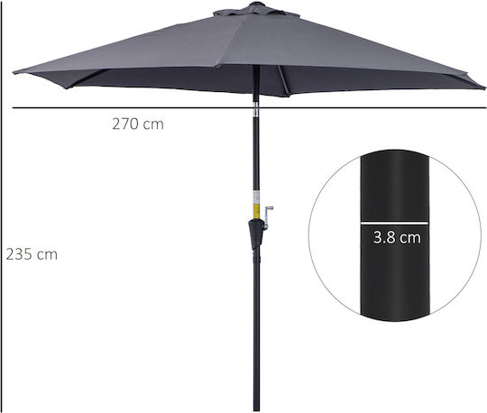 Umbrelă Rotundă Metalică Gri Φ2.7xÎ2.35m