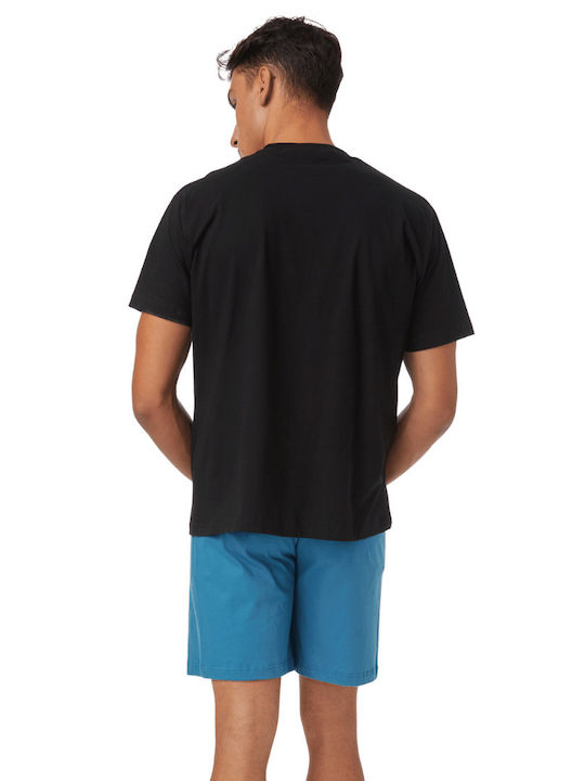 Minerva Men's Summer Cotton Pajamas Set Black