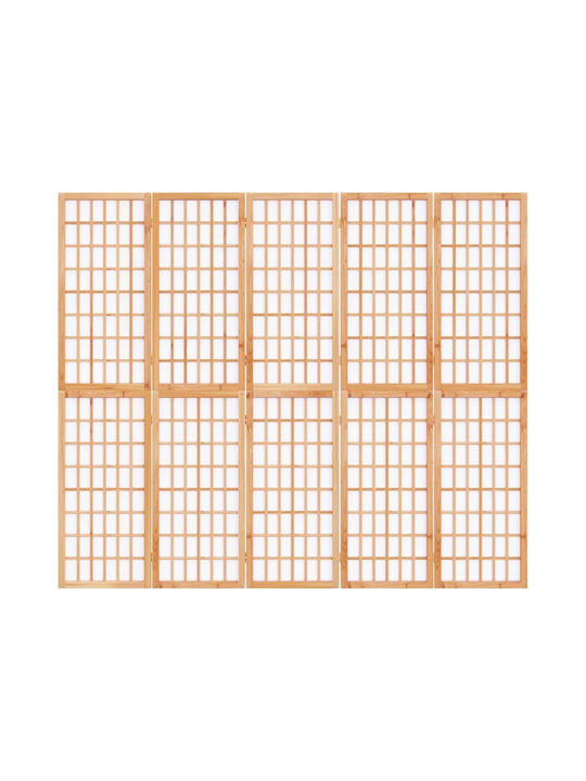 vidaXL Japanese Style Decorative Room Divider Wooden with 5 Panels 200x170cm