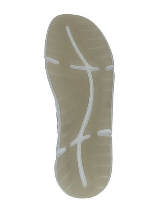 Leder Flache Sandalen für Damen in Beige Farbe