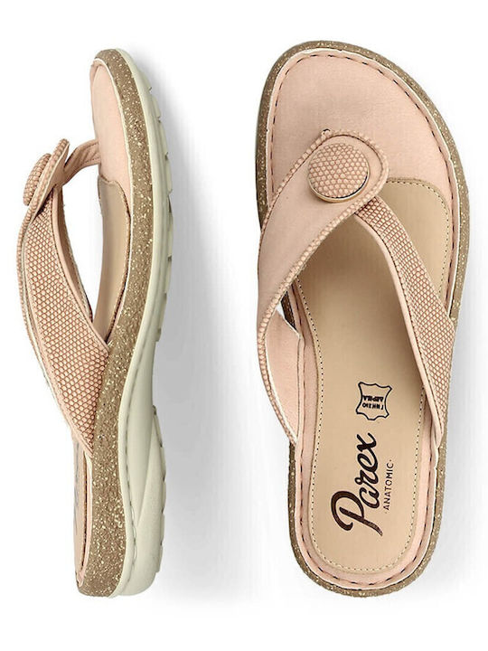 Leather Women's Flat Sandals Anatomic in Pink Color
