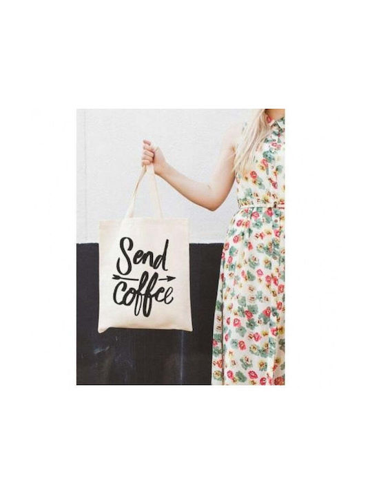 Beige Fabric Bag Send Coffee 36x42cm Alphabet Bags