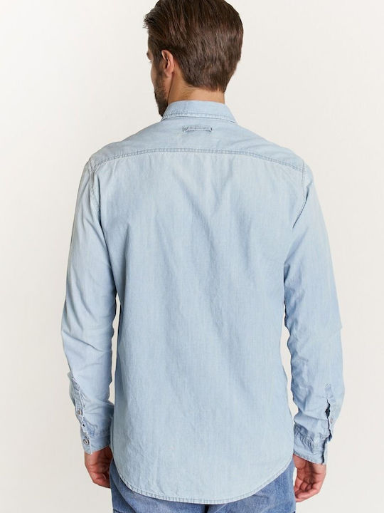 Edward Jeans Men's Shirt with Long Sleeves Light Blue