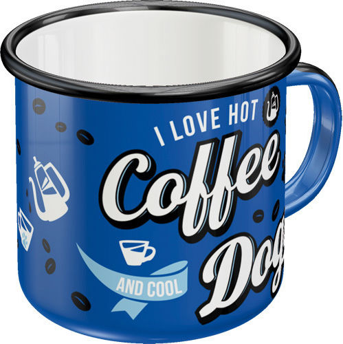 Nostalgic Art PfotenSchild - Hot Coffee & Cool Dogs Κούπα Εμαγιέ Μπλε 360ml