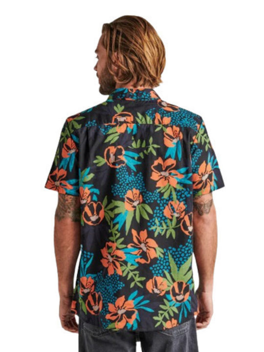 Roark Revival Journey Tahiti Nui Herrenhemd Kurzärmelig Blumen Schwarz