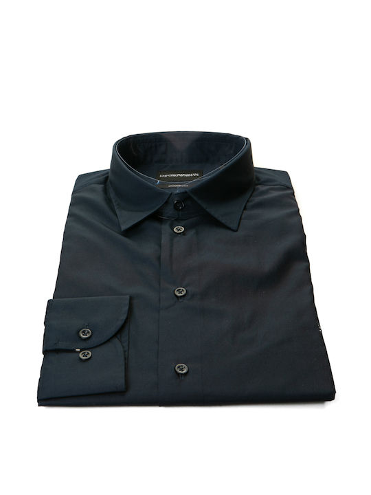 Emporio Armani Men's Shirt with Long Sleeves Navy Blue