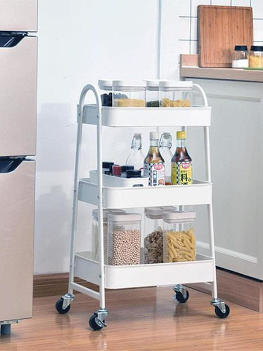 Next Metallic Kitchen Trolley 3 Tiers White 41x33x80cm