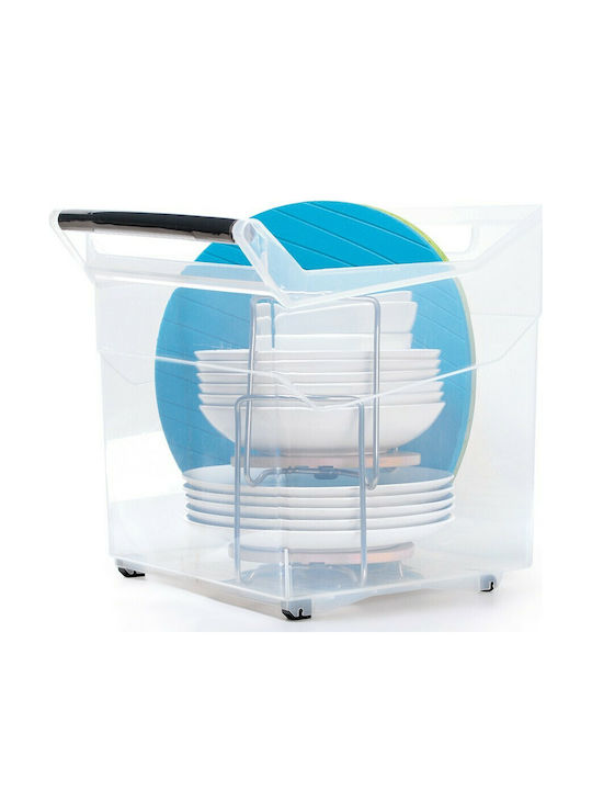 Prosperplast Plastic Storage Box with Wheels Transparent 38x37.9x25.6cm