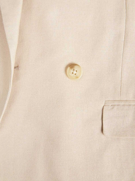 Jack & Jones Long Women's Double Breasted Blazer Beige