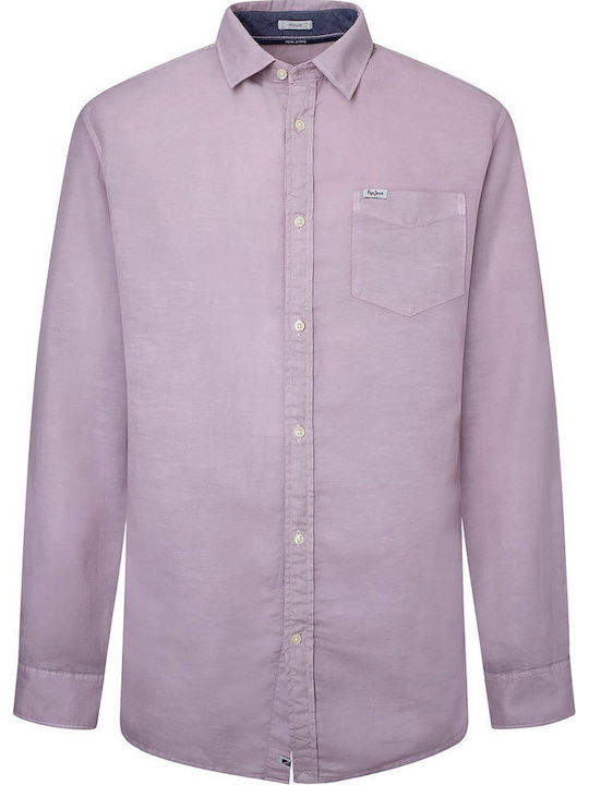 Parker Langärmeliges Herrenhemd in Normale Passform Rosa Bleach