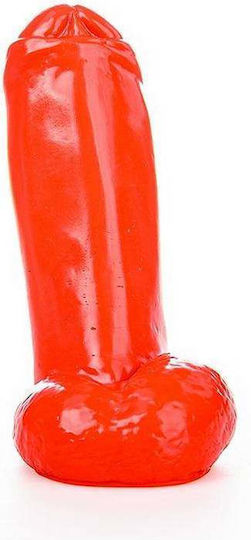 All Black Ρεαλιστικό Dildo με Όρχεις Κόκκινο 18cm