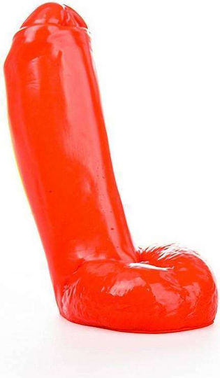 All Black Ρεαλιστικό Dildo με Όρχεις Κόκκινο 18cm