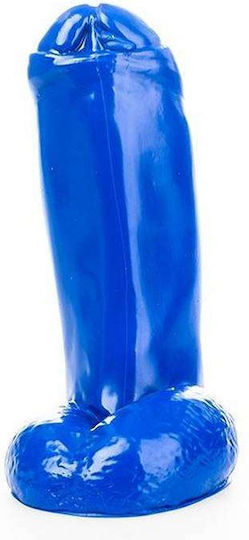 All Black Realistic Dildo with Scrotum Blue 18cm