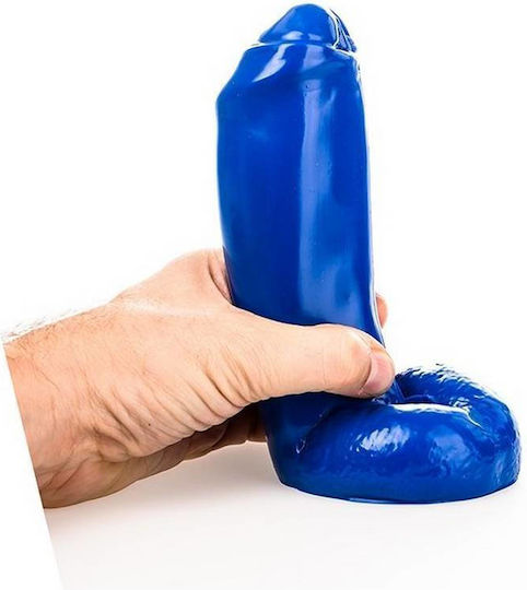 All Black Realistic Dildo with Scrotum Blue 18cm