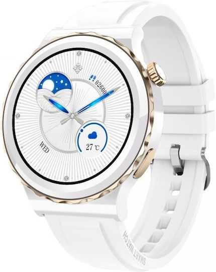 Aoke E23 Stainless Steel 44mm Smartwatch με Παλμογράφο (Λευκό)