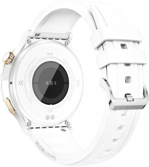 Aoke E23 Stainless Steel 44mm Smartwatch με Παλμογράφο (Λευκό)
