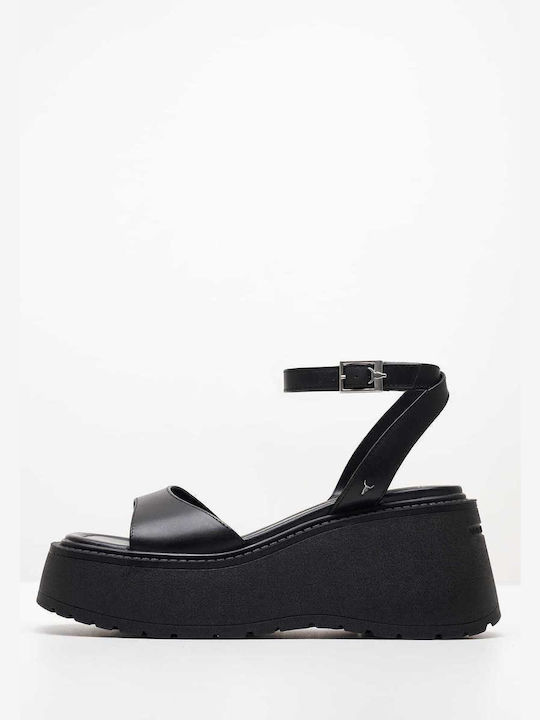 Windsor Smith Women's Leather Ankle Strap Platforms Black