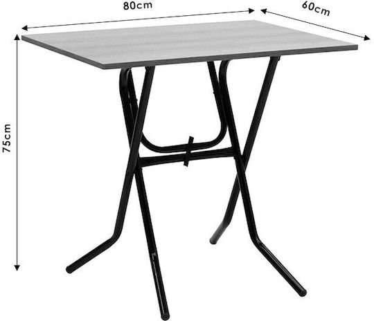 Clack Masă Pliabilă pentru Bucătărie Din Lemn cu Ramă Metalică 80x60x75 cm