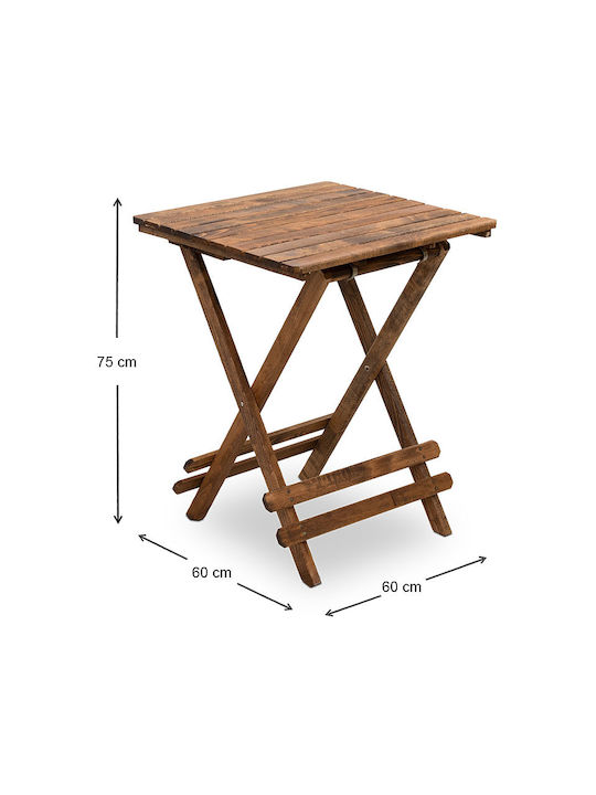 Queen Outdoor Dinner Foldable Wood Table Natural 60x60x75cm