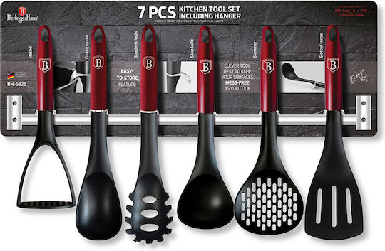 Berlinger Haus Σετ Kochutensilien mit Ständer 7Stück Rot Metallic Line