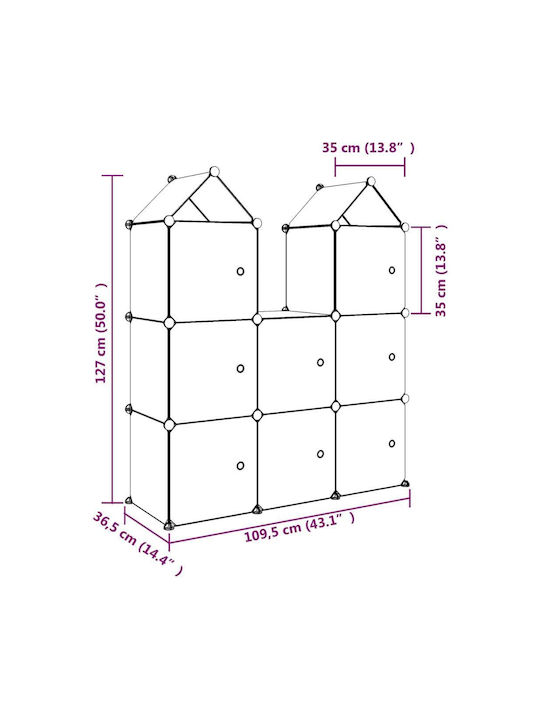 vidaXL Spielzeug Aufbewahrungssystem Blau 109.5x36.5x127cm 8Stück