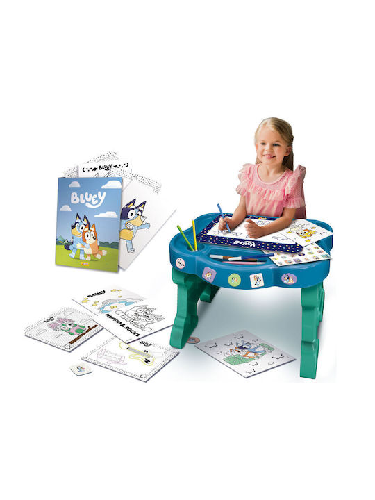 Bluey Kids Desk for Painting made of Plastic Blue