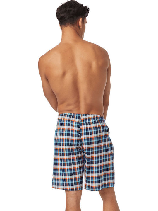 Minerva Summer Checked Men's Cotton Bermuda Pajamas Green Orange