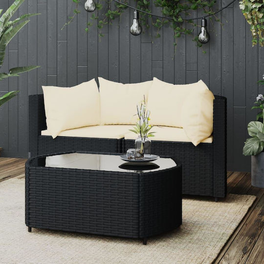 3-Piece Living Room Set Black with Pillows 3-Piece Living Room Set Black with Pillows