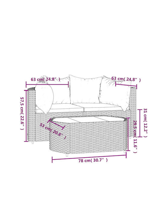 Garden & Outdoor Furniture Sets Living Room Set 3 Pieces Black with Pillows