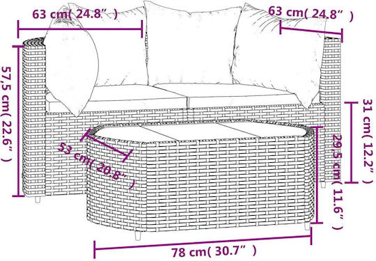 Garten- und Outdoor-Möbelsets 3 Stück Schwarz mit Kissen