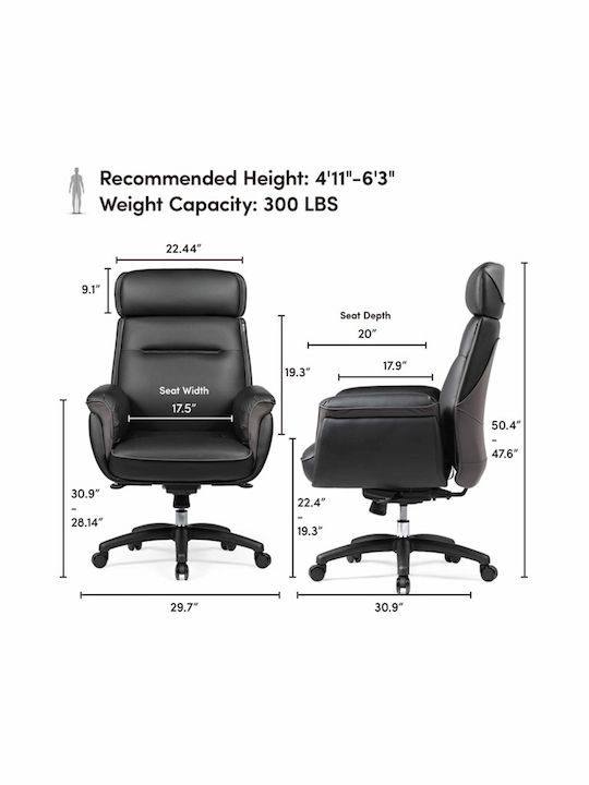 Reclining Office Chair with Fixed Arms Black Eureka Ergonomic