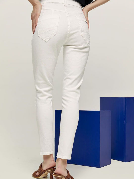 Abrina-N Ψηλόμεσο Γυναικείο Jean Παντελόνι σε Slim Εφαρμογή Λευκό