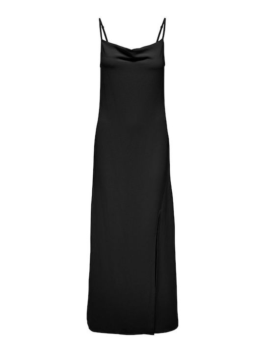 Sommer Maxi Abendkleid Slip Dress Drapierung mit Tränen Schwarz