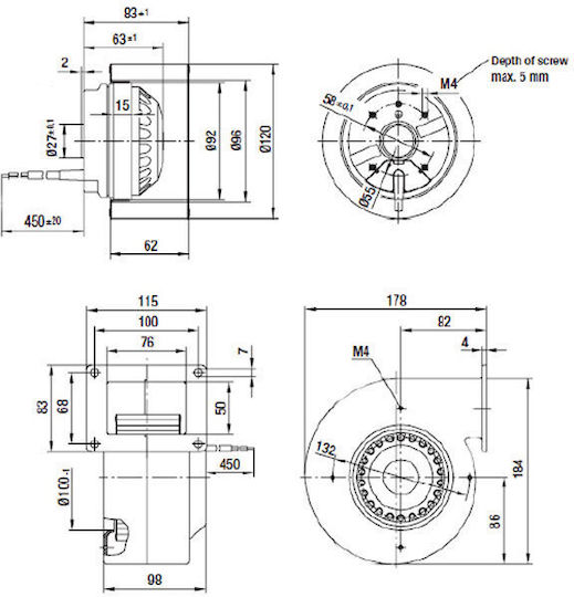 Mmotors Ventilator cu flux încrucișat pentru cazan