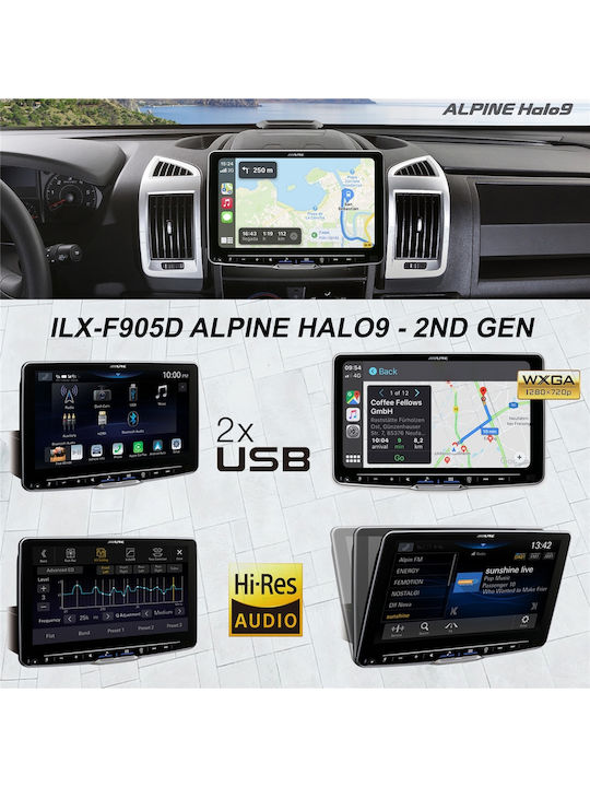 Alpine Auto-Audiosystem (Bluetooth/USB/AUX/WiFi/GPS) mit Touchscreen 9"