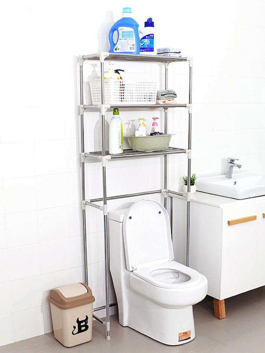 Factory Rafturi de baie Raft Baie Metal cu 3 Rafturi 55x25x150cm Argintie