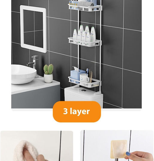 Factory Boden Badezimmerregal Kunststoff mit 3 Regalböden 30x14x88cm Weiß