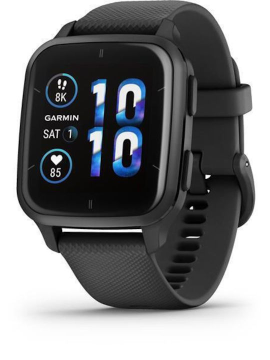 Garmin Venu Sq 2 Music Edition Aluminium 40mm Waterproof Smartwatch with Heart Rate Monitor (Slate Aluminium Bezel with Black Case and Silicone Band)