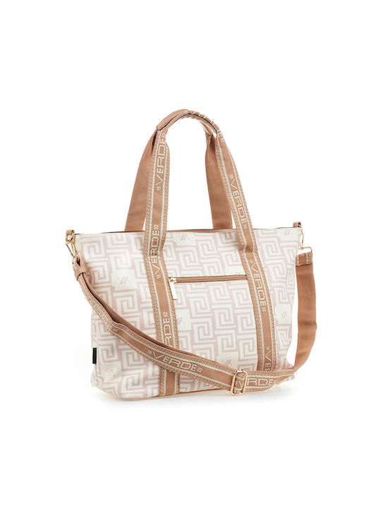 Verde 16-6955 Women's Shopper Shoulder Bag Beige/Brown
