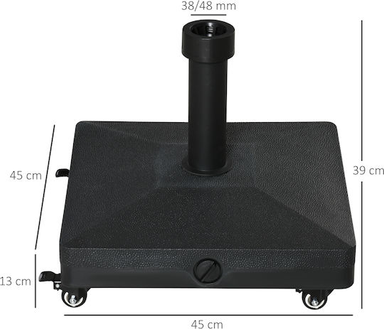 Outsunny Stand de umbrelă din Plastic cu Roți Negru 45x45x39cm
