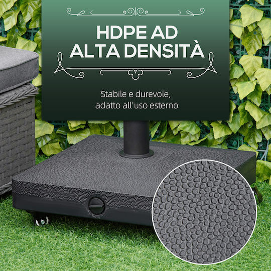Outsunny Stand de umbrelă din Plastic cu Roți Negru 45x45x39cm