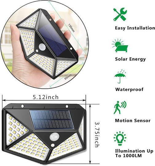 Street Solar Light 7W 700lm Cold White 6000K with Motion Sensor and Photocell 10cmx14cmx6cmcm