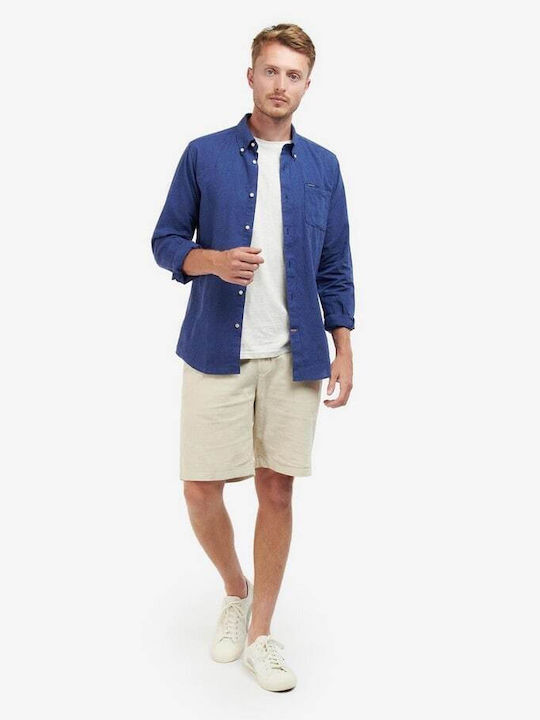 Nelson Long-sleeved Linen Shirt Navy Blue