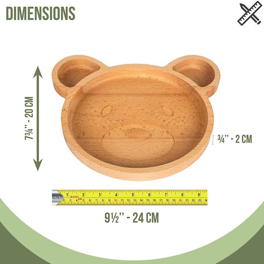 Bear Lemn Platou pentru aperitive 3 Locuri Maro L20xl24xH2cm 1buc