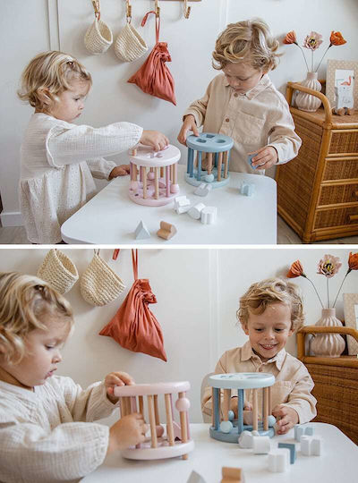 Label Label Jucărie de Sortare a Formelor Shape Sorting Wheel din Lemn pentru 12++ Luni